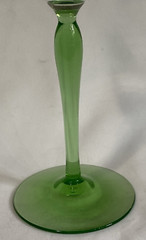Depression Optic Swirl Green Stemmed 9″ Water Wine Glass Goblet Uranium Vaseline