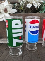 Vintage 1970s Anchor Hocking Coca-Cola/Pepsi/7 Up 15oz Drinking Glasses (7)