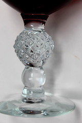 Morgantown Ruby Red w/Clear Glass Golf Ball Stem Goblet 5» Tall Champagne Glass