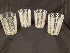 Consolidated Glass Criss Cross Tumblers 4 Opalescent White 3 /4″