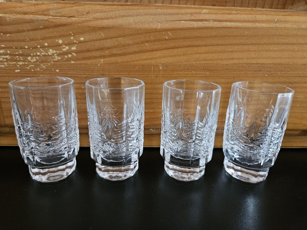 4 Iittala Finland KUUSI Fir Tree Cordial Shot Glasses- Jorma Vennola Pine Spruce