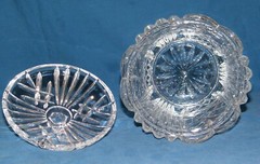 Crystal Cookie Jar. Criss Cross and Fan Pattern