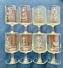1970’s DUBUQUE Clear CRYSTAL STEMMED GLASSES Set of 8 – NJ NC CT GA NH NY MD RI