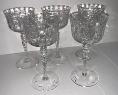 Vtg Antique Cut Crystal 5 Cordials Possibly Pairpoint?