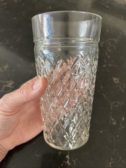 Set Of (4) Vintage Clear Quilted Diamond Point Glass Tumblers 6”