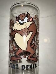 Vtg WB 1996 Looney Tunes Taz Tasmanian Devil 16 oz Drinking Glass Tumbler