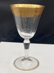 4 TIFFIN FRANCISCAN Cordial/Sherry Glasses w/Gold Rambler Rose Relief Bands Set
