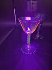 Vaseline Twisted Stem Cordial Glasses, Set 0f 4, 5″ Tall Pink Blue Green Amber