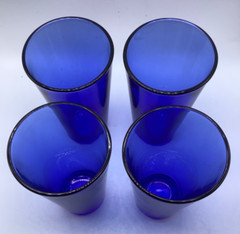 Vintage Libby Flare Blue Glass 6″ Tumblers 16oz Water Glass, Set of 4