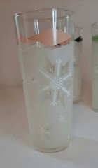 4 Vintage Frosted Glass Atomic Snowflake Diamond High Ball Ice Tea Tumblers MCM