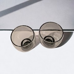Vintage Libbey Stax Smoky Gray Glassware | Brutalist MCM Stacking Glasses 5.5″