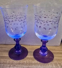 6 Stephen Smyers Neodymium Studio Art Glass Goblets Glasses Amethyst Alexandrite