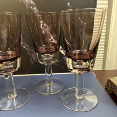 Winterthur Jewel Tone Amethyst Water/Wine Goblets Set/4 Bubble Stem 8 1/4”