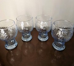 4 Glacier Blue Drinking Glasses Indiana Glass 5.25″