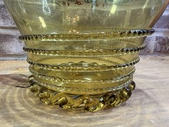 1880s Punch Bowl Moser Theresienthal Art Glass Bavarian Enamelled Green Glass