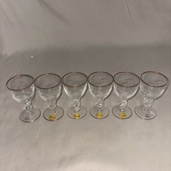 Vintage 60’s Lyngby Glass Seagull Port Wine Glass Set Of 6 Made In Denmark #F10