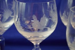 Wildlife Hunting Man Cave Crystal Set of 6 White Wine Glasses NWT Germany (Y7)