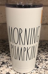 Rae Dunn Fall Halloween MORNING PUMPKIN Insulated Tumbler Stainless Steel 17oz