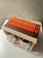 Vtg Libbey Accent Glasses Butterflies Tawny Brown 16 oz MCM Original Box Rare
