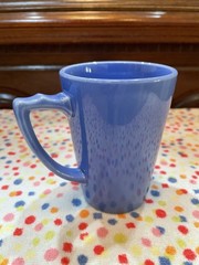 Homer Laughlin Riviera Handled Tumbler Mauve Blue Excellent