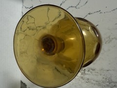 Indiana Glass Amber 12oz Thumbprint Pedestal Goblet