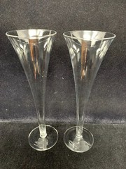 Elegant Pair of Hollow Stem Trumpet Style Champagne Toasting Flutes 9 3/4″
