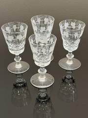 Edinburgh Crystal 4 Glasses Lochnagar Grape Vine Cocktail Hand Cut 5” Vintage