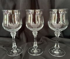 Set of 3 VTG Crystal Water/Wine Goblets Princeton Optic American Stemware