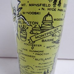 VINTAGE 1950S HAZEL ATLAS FROSTED STATE SOUVENIR GLASS TUMBLER «VERMONT» EUC