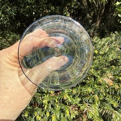 VTG Optic Blue Iridescent Bowl Clear Ball Stem Glasses Art Deco Set of 4 MCM 4oz
