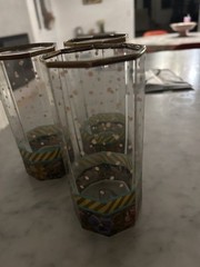 MacKenzie Childs 3 Garland Formal Dot Glass Highball Tumbler Vintage