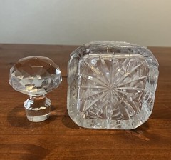Gorgeous MCM Graduated Square Deep Cut Crystal Decanter & Stopper 9.5” Heavy