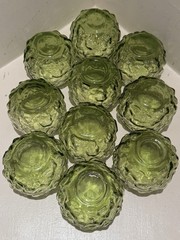 Set of 10 ANCHOR HOCKING Milano Green Roly Poly Tumbler Rocks Glasses 5 oz each