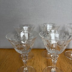 6 Vtg Tiffin Franciscan Cerice Cordial Glasses -Etched Roses – 4 3/4” – Perfect!