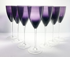 Vintage Deep Purple Amethyst Tall 7 Wine Water All Purpose Glasses 10 1/2” 16oz