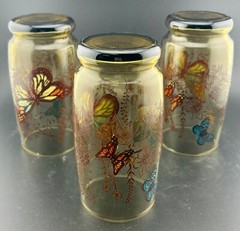 1970’s Anchor Hocking Butterfly Tumblers Smokey Gray(3)