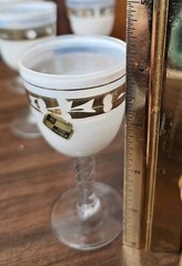 4 SPIRAL STEM GOBLETS OPAL GLASS WARE 4 1/8