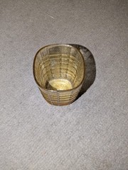Anchor Hocking: One MCM Vintage Tumbler Glass Grid Pattern 6 1/2″ Topaz Highball