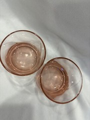 Two Vintage Pink Old Fashioned Coctail Glasses