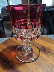 Vintage MCM Tiffin Kings Thumbprint Crown Ruby Red Glass+ Clear Cordial -1 Piece