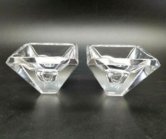 Cristal D’Arques Paris Pyramid Crystal Candle Holders Set of 2