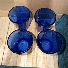 LIBBEY FLARE COBALT BLUE DOUBLE OLD FASHIONED GLASSES LOT OF 4