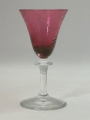 5 Garda Rose Swirl Cranberry Optic Cordial Glasses by Schmidt F Germany Glass