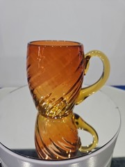 Handle Mug Cup Glass Swirl optic amberina Ruby Amber New England Mt Washington