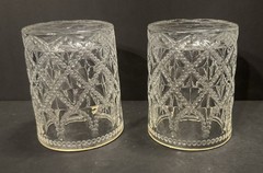Antique/VTG Gilded-Rim Pressed Rocks/Double Old-Fashioned Glasses Set of Two (2)