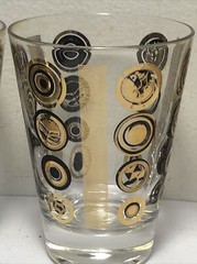 Vintage 4 Retro 4oz Clear Glass Drinking Glasses Gold & Black Abstract Design