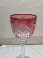 Wine Roemer Glass Goblet Bohemian Cranberry Red enamel Crystal Harrach / Moser