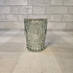 Vintage Green Iridescent 4 Part Pressed Flint Drinking Glass Hobnail Tumbler