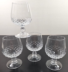 4) Cristal D’Arques Longchamp Brandy Glass Set Crystal Cut Snifters Stemware Lot