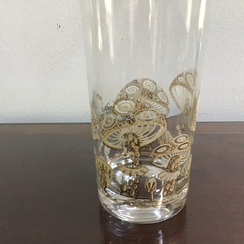 Vintage Culver MCM Highball Barware Magic Mushrooms Hollywood Regency 22k Gold
